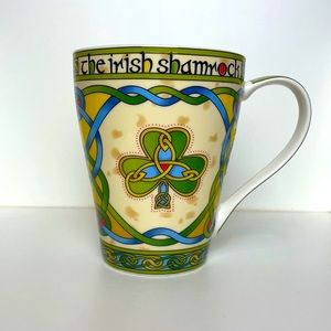 Irish Weave Coffee/Tea Mug Shamrock is enhanced with a Celtic knot motif.